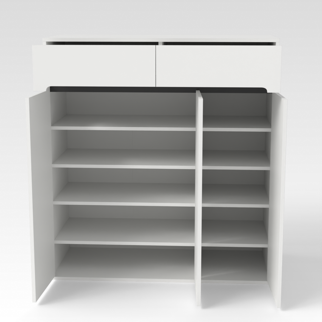 Warm White & Black Shoe Cabinet