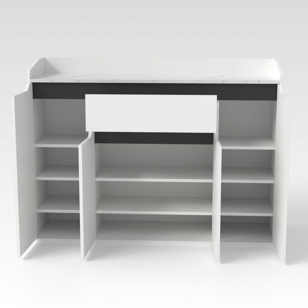 Warm White & White Marble Shoe Cabinet