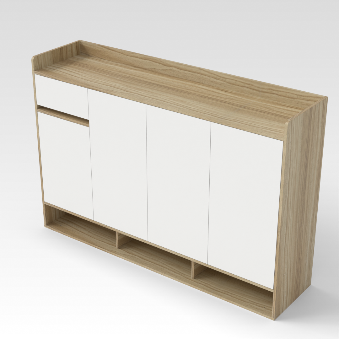 Country Oak & Warm White Shoe Cabinet
