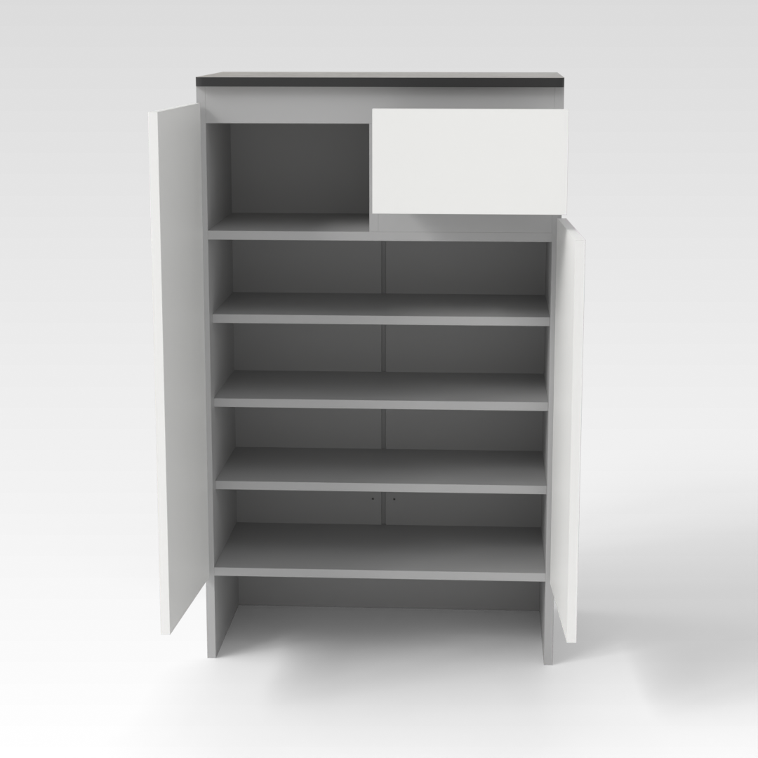Light Gray & Warm White Shoe Cabinet