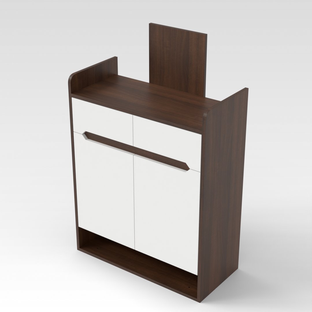 Prairie Oak & Warm White Shoe Cabinet