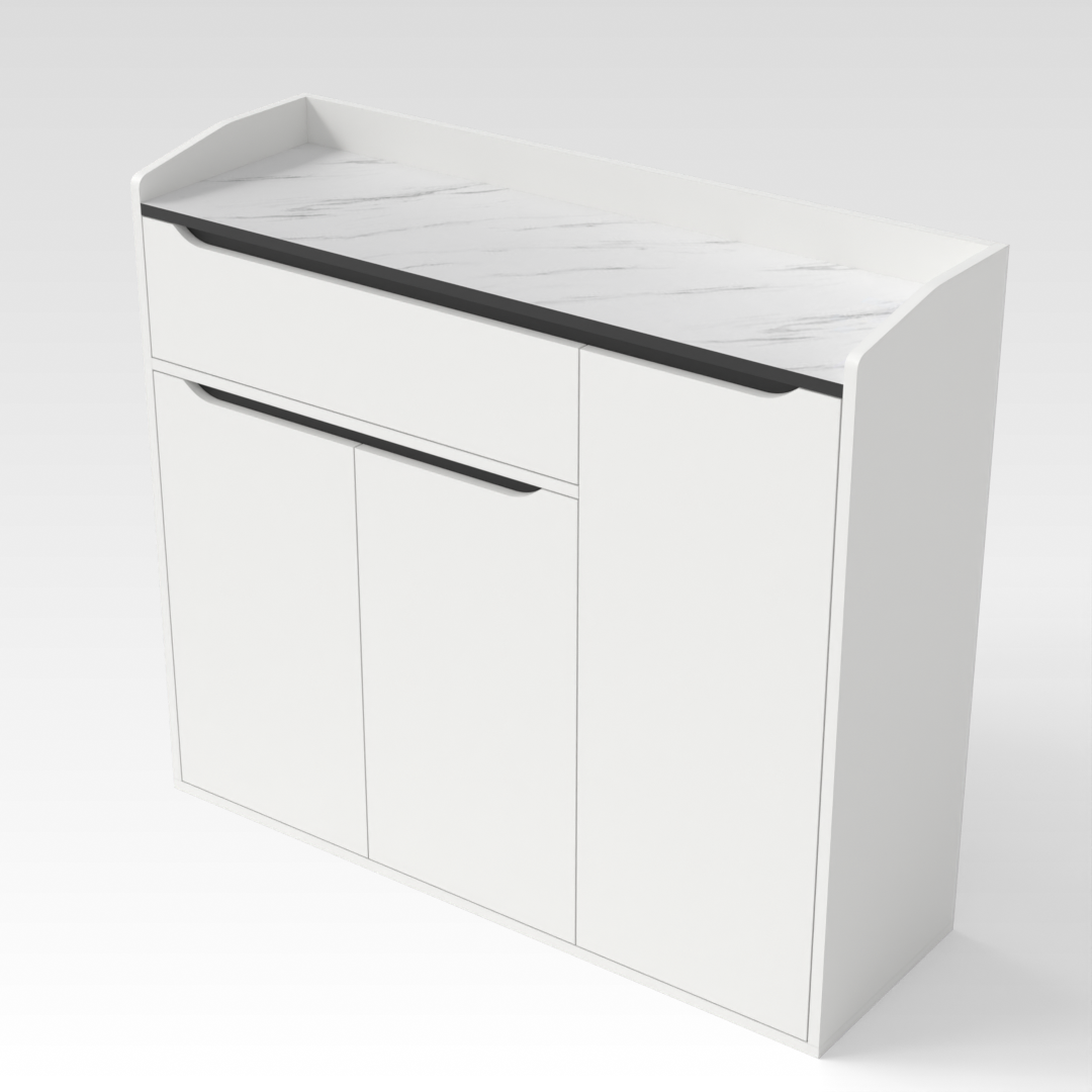Warm White & Black Shoe Cabinet