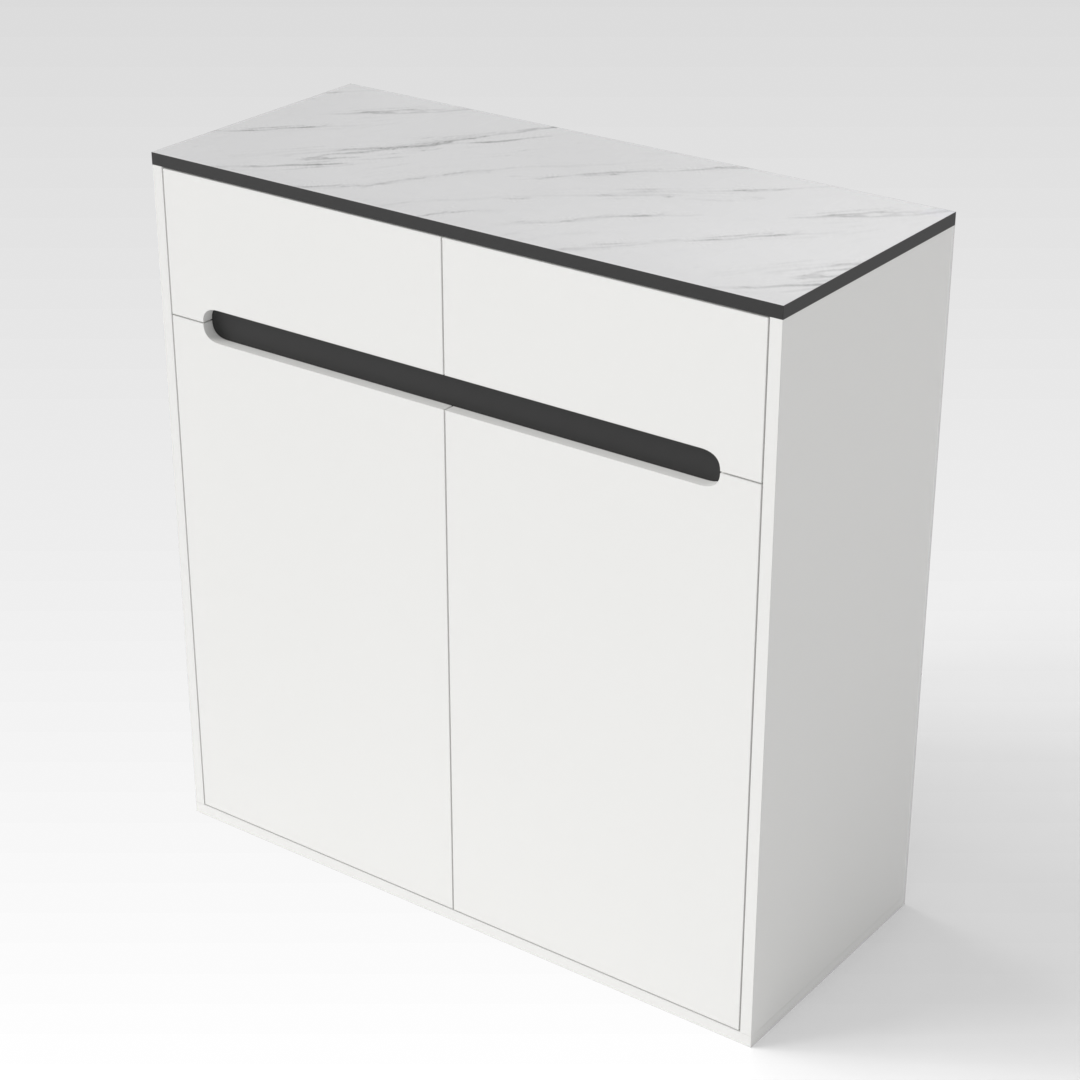 Warm White & White Marble Shoe Cabinet