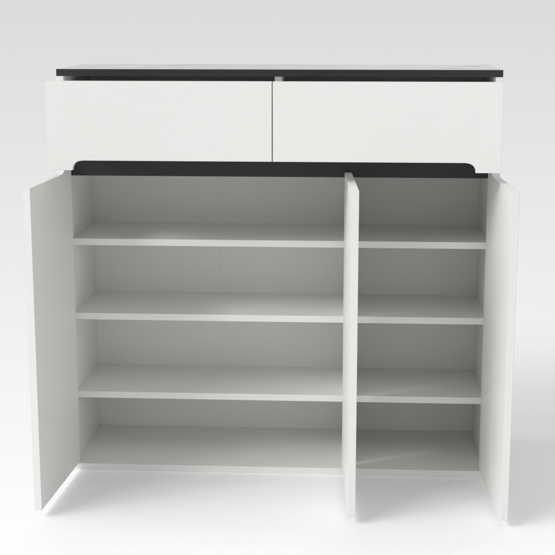 Warm White & White Marble Shoe Cabinet