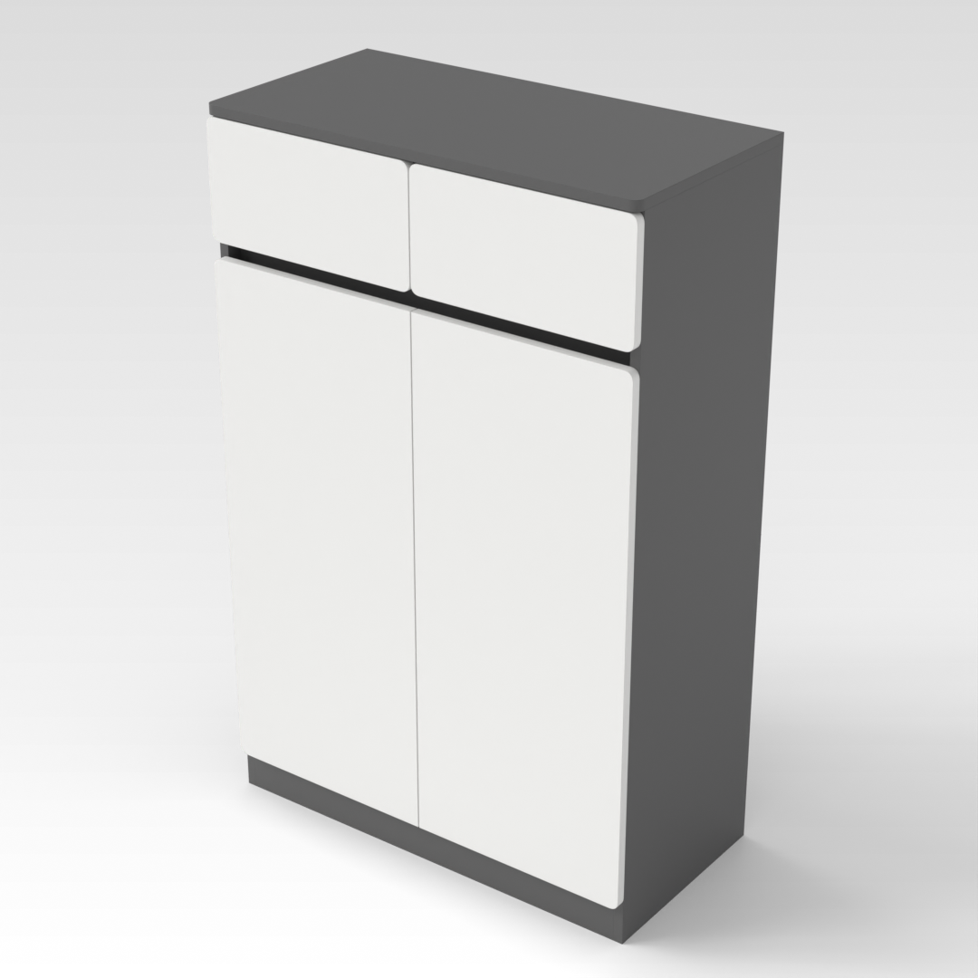 Sky Gray & Warm White Shoe Cabinet