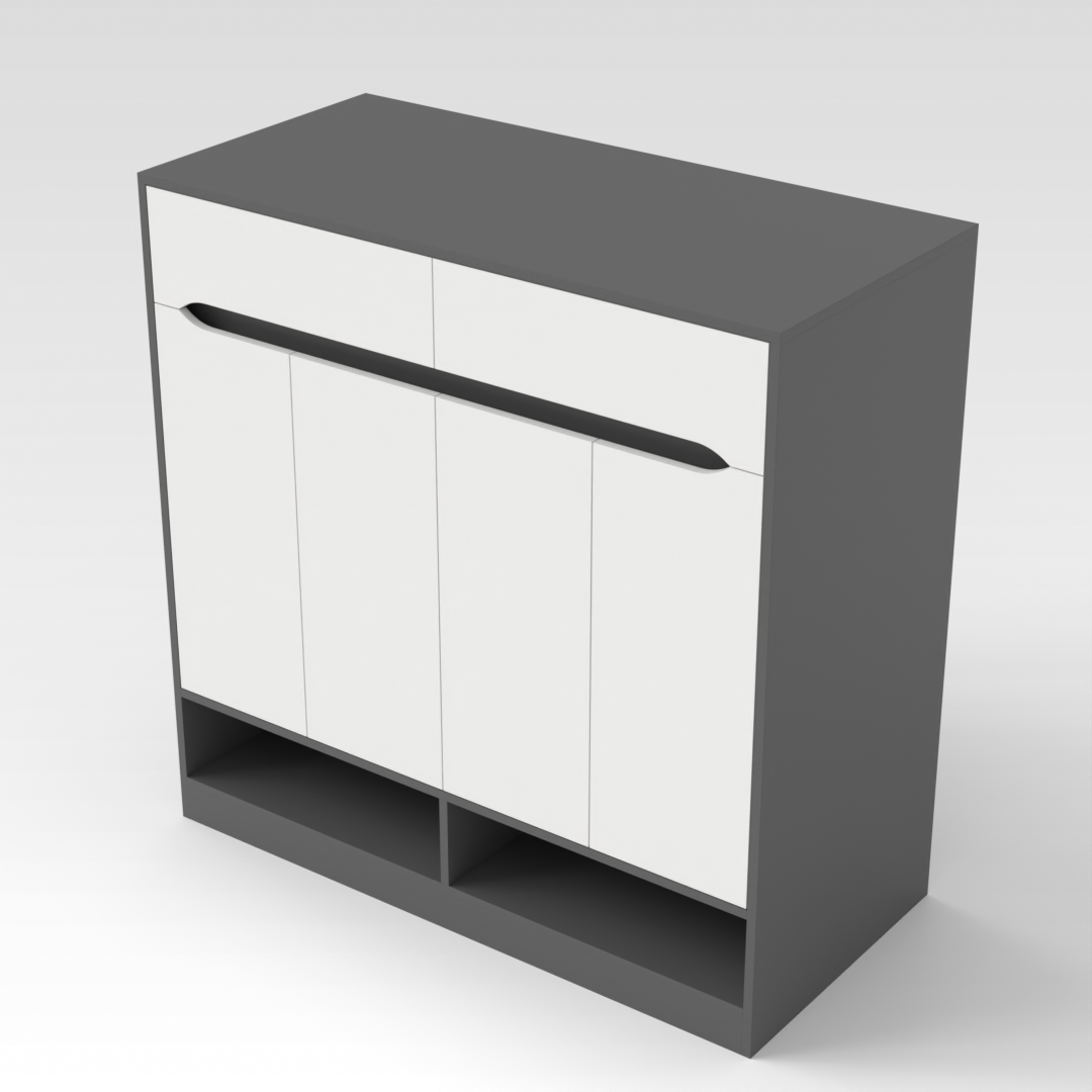 Sky Gray & Warm White Shoe Cabinet
