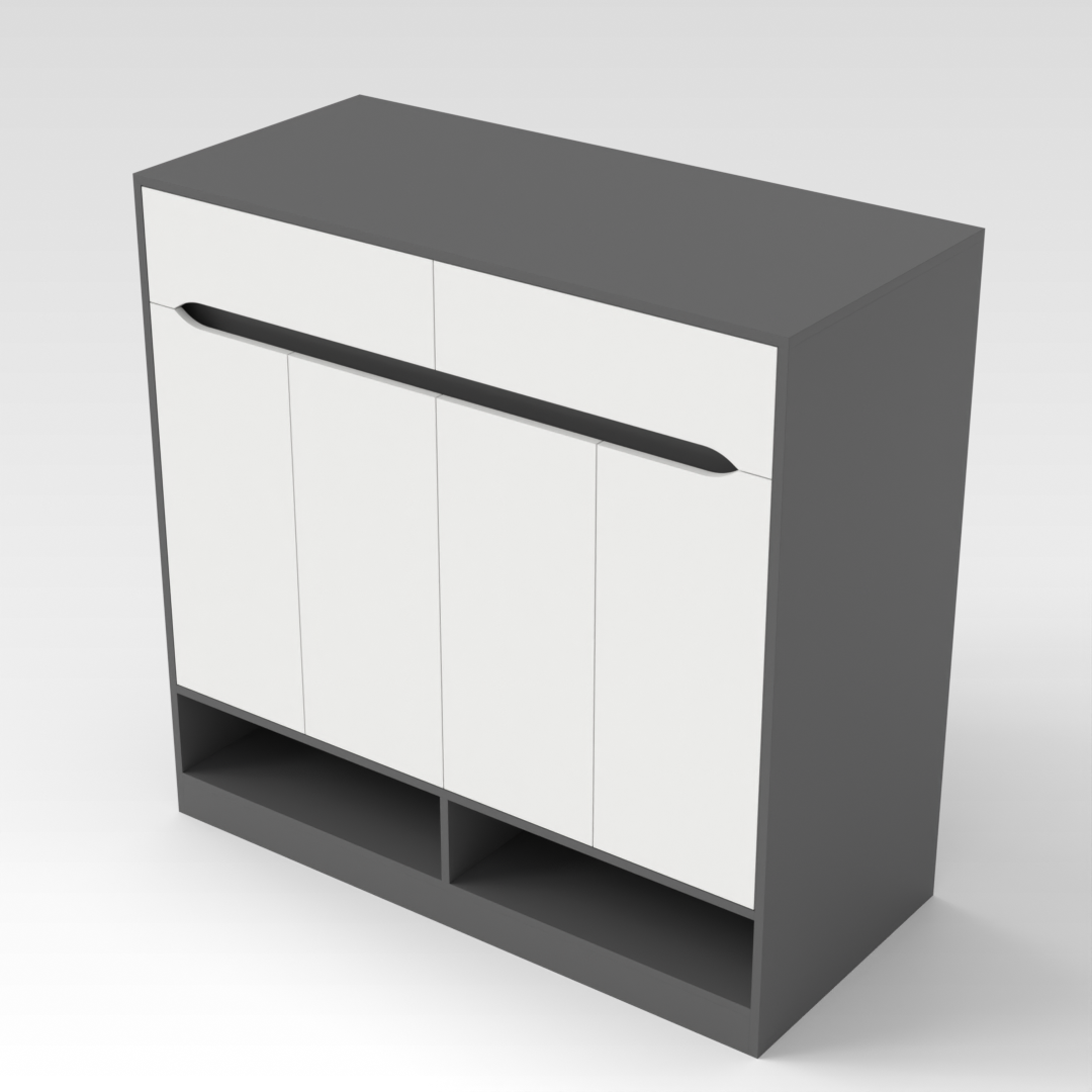 Sky Gray & Warm White Shoe Cabinet
