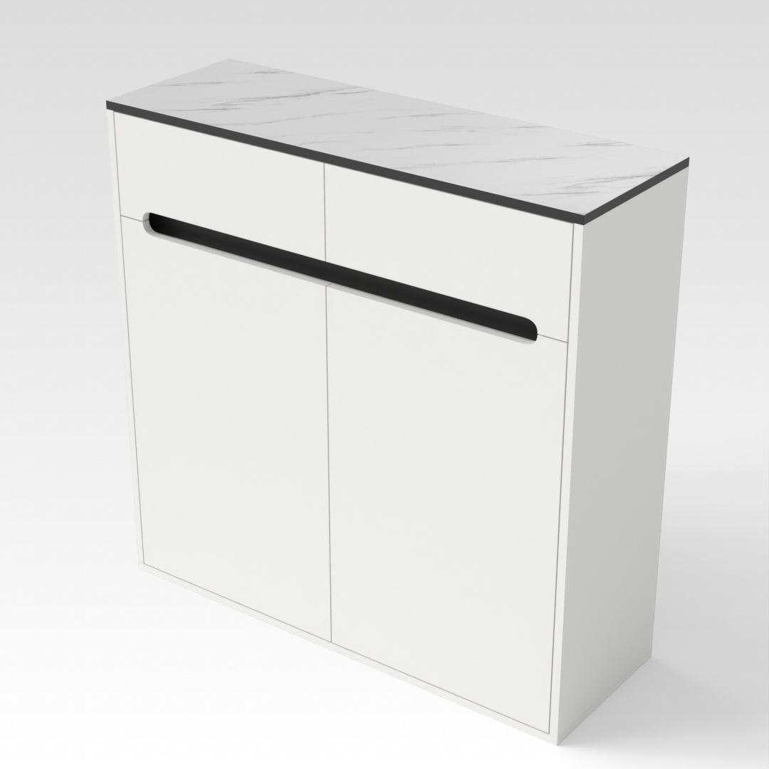 Warm White & White Marble Shoe Cabinet