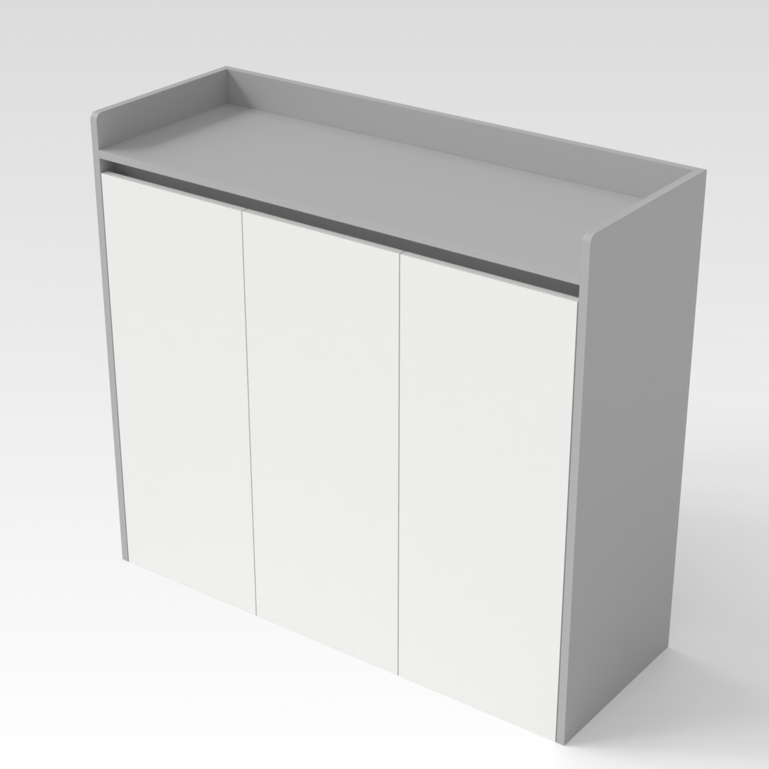 Light Gray & Warm White Shoe Cabinet