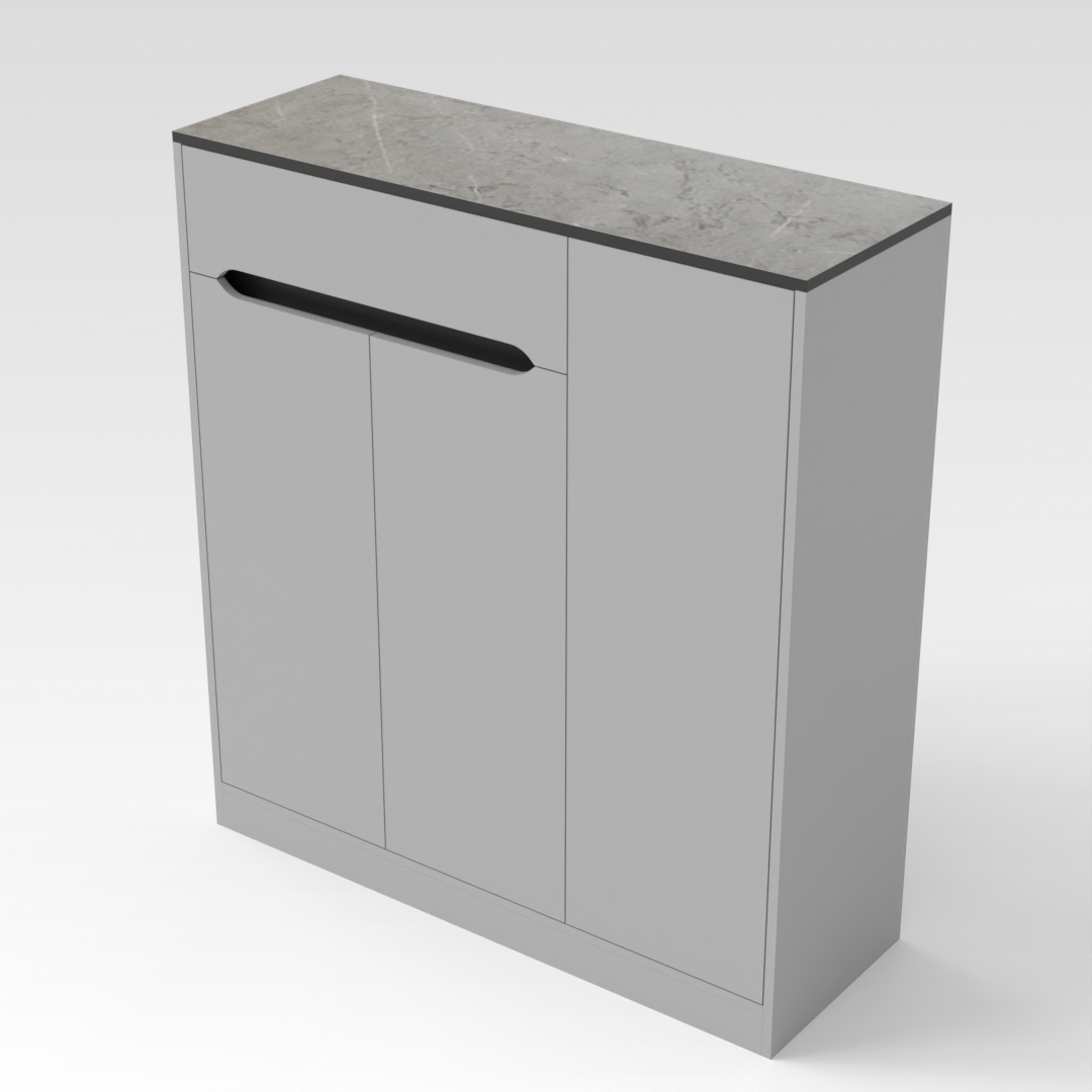 Light Gray & Brown Stone-Grain Top Shoe Cabinet
