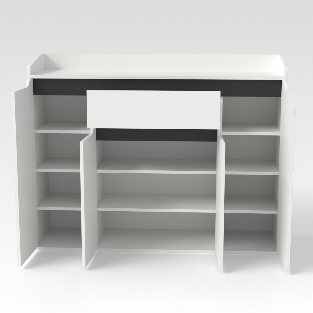 Warm White & Black Front Panel Shoe Cabinet