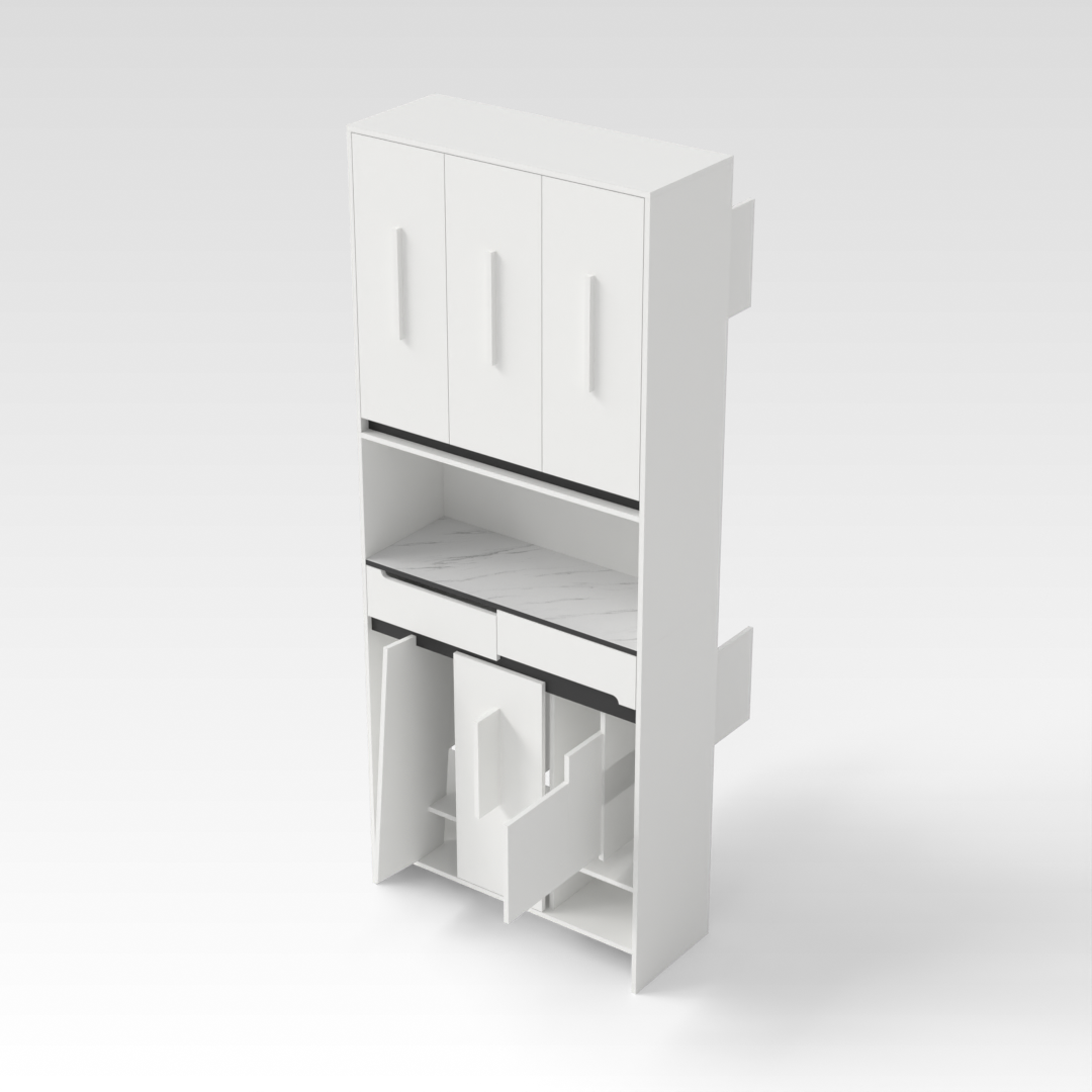 Warm White & White Marble Grain Shoe Cabinet