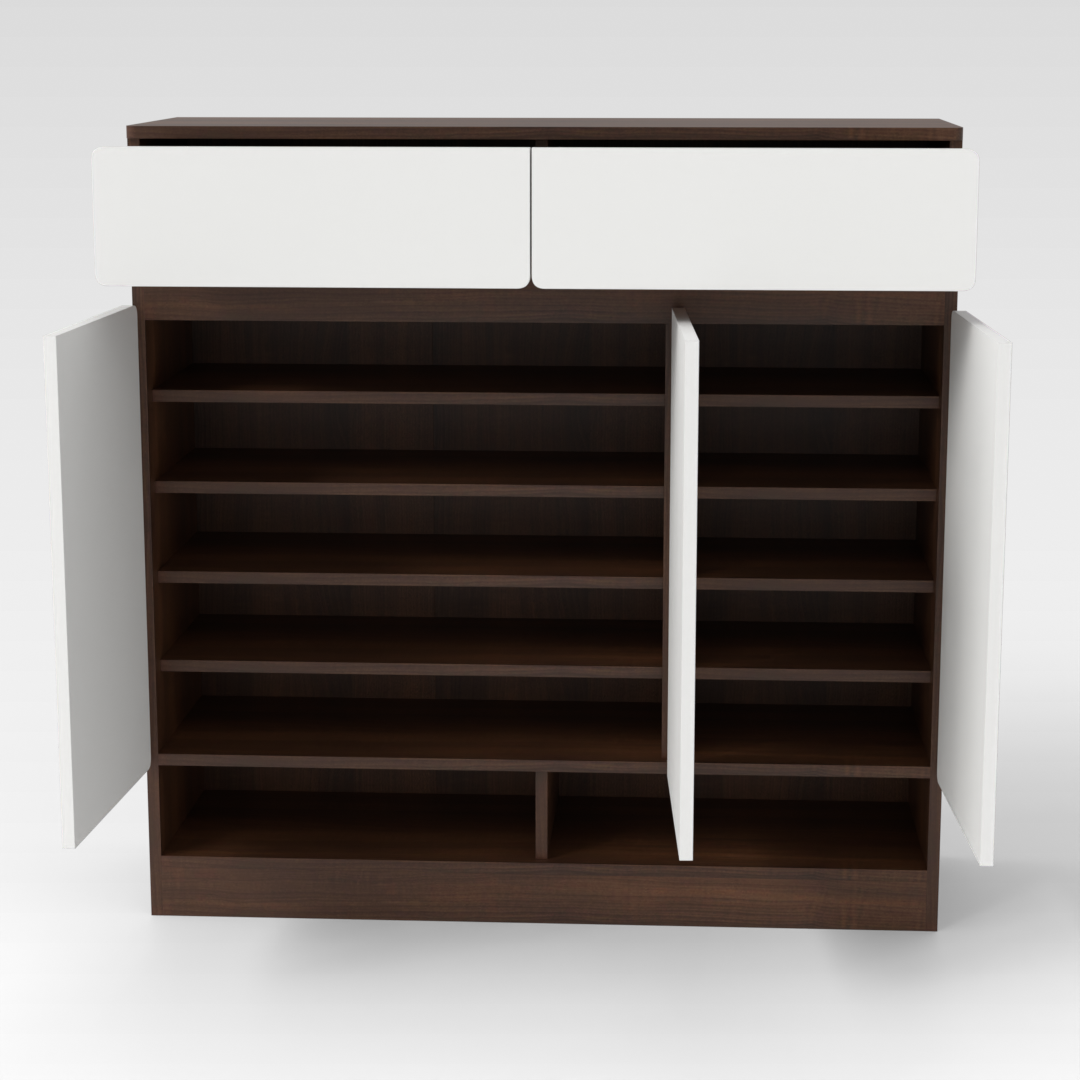 Prairie Oak & Warm White Shoe Cabinet