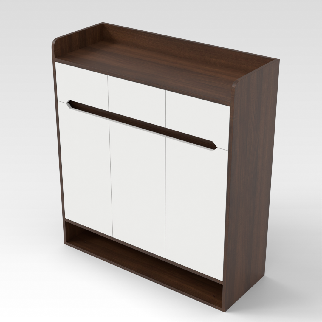 Prairie Oak & Warm White Shoe Cabinet