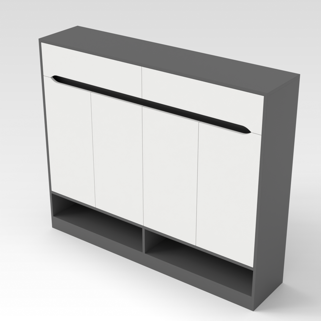Sky Gray & Warm White Shoe Cabinet