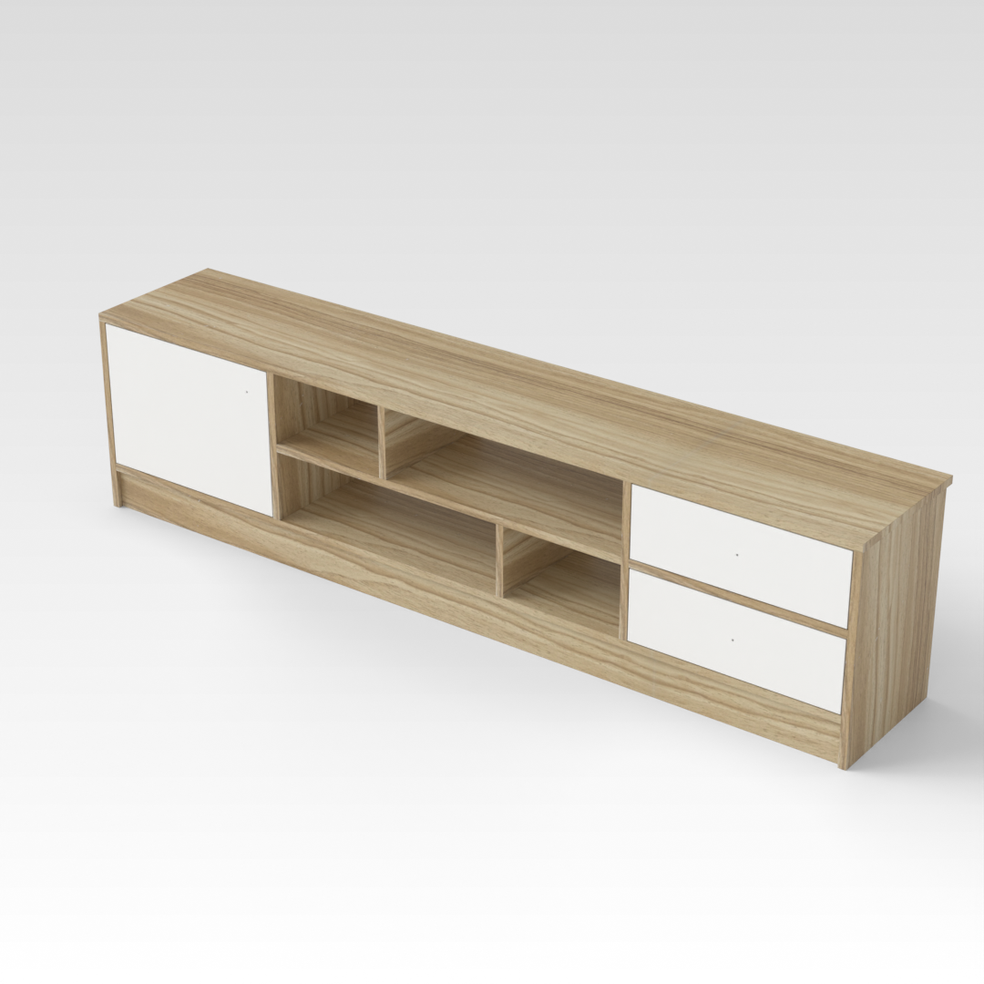 Country Oak & Warm White TV Stand