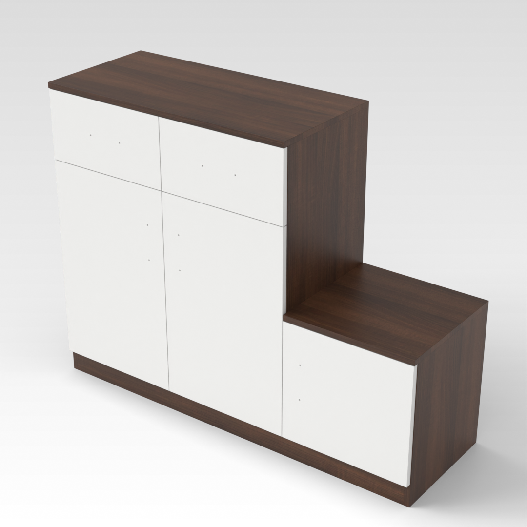 Prairie Oak & Warm White Shoe Cabinet
