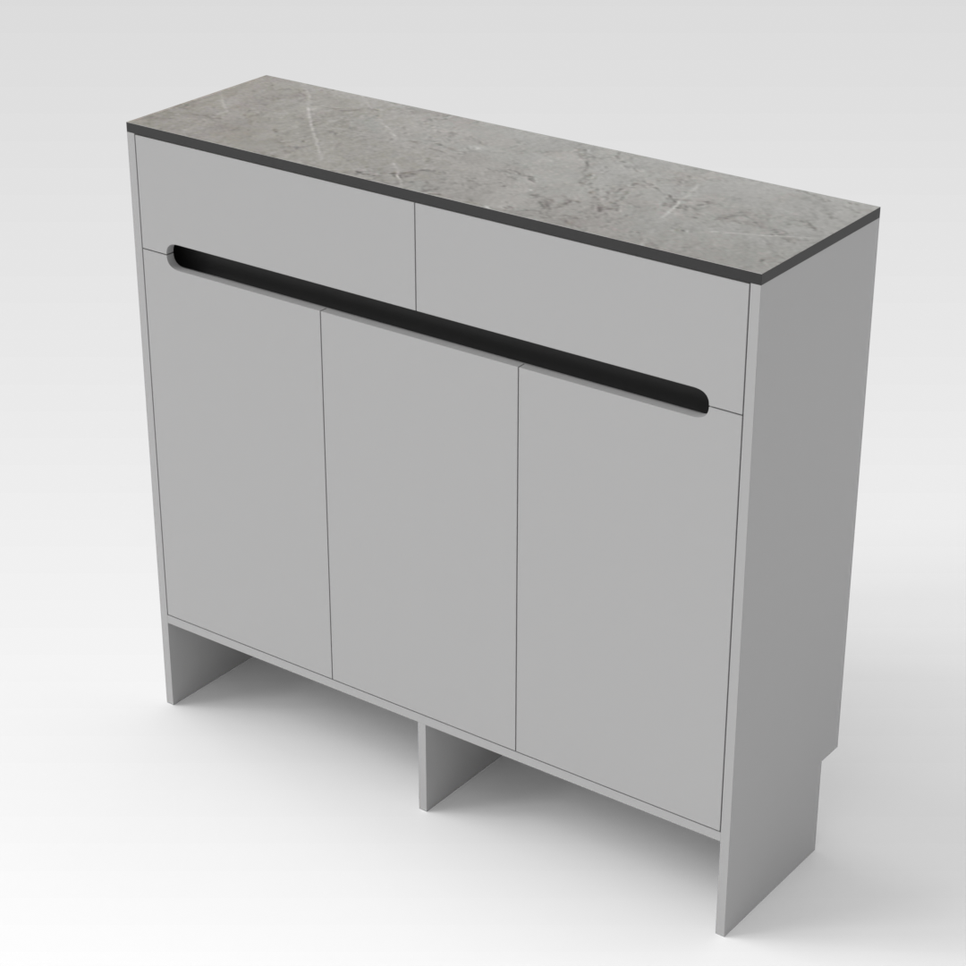 Light Gray & Brown Stone Grain Shoe Cabinet