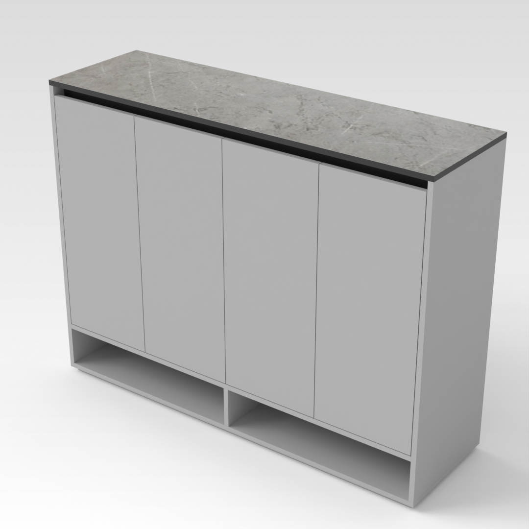 Light Gray & Brown Stone-Grain Top Shoe Cabinet