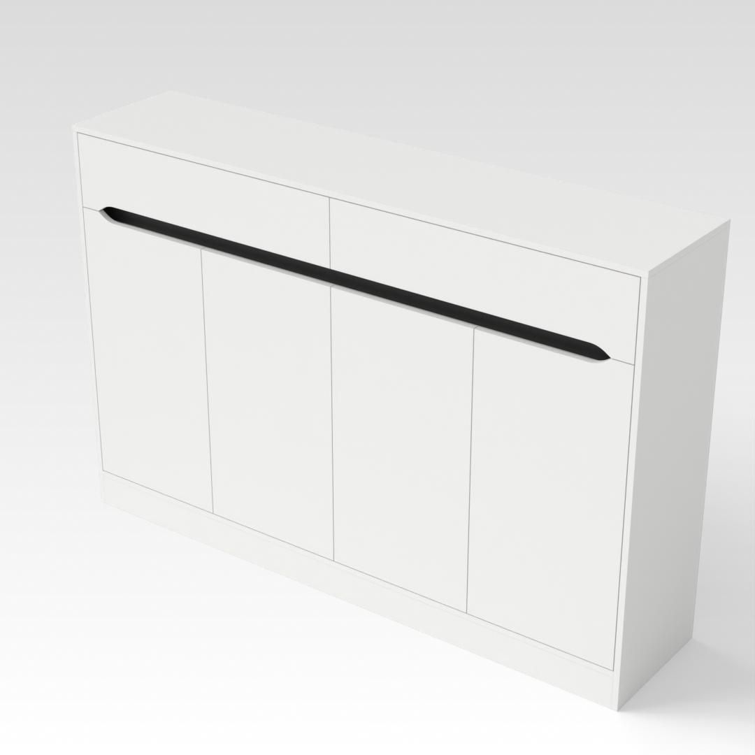 Warm White & Black Shoe Cabinet