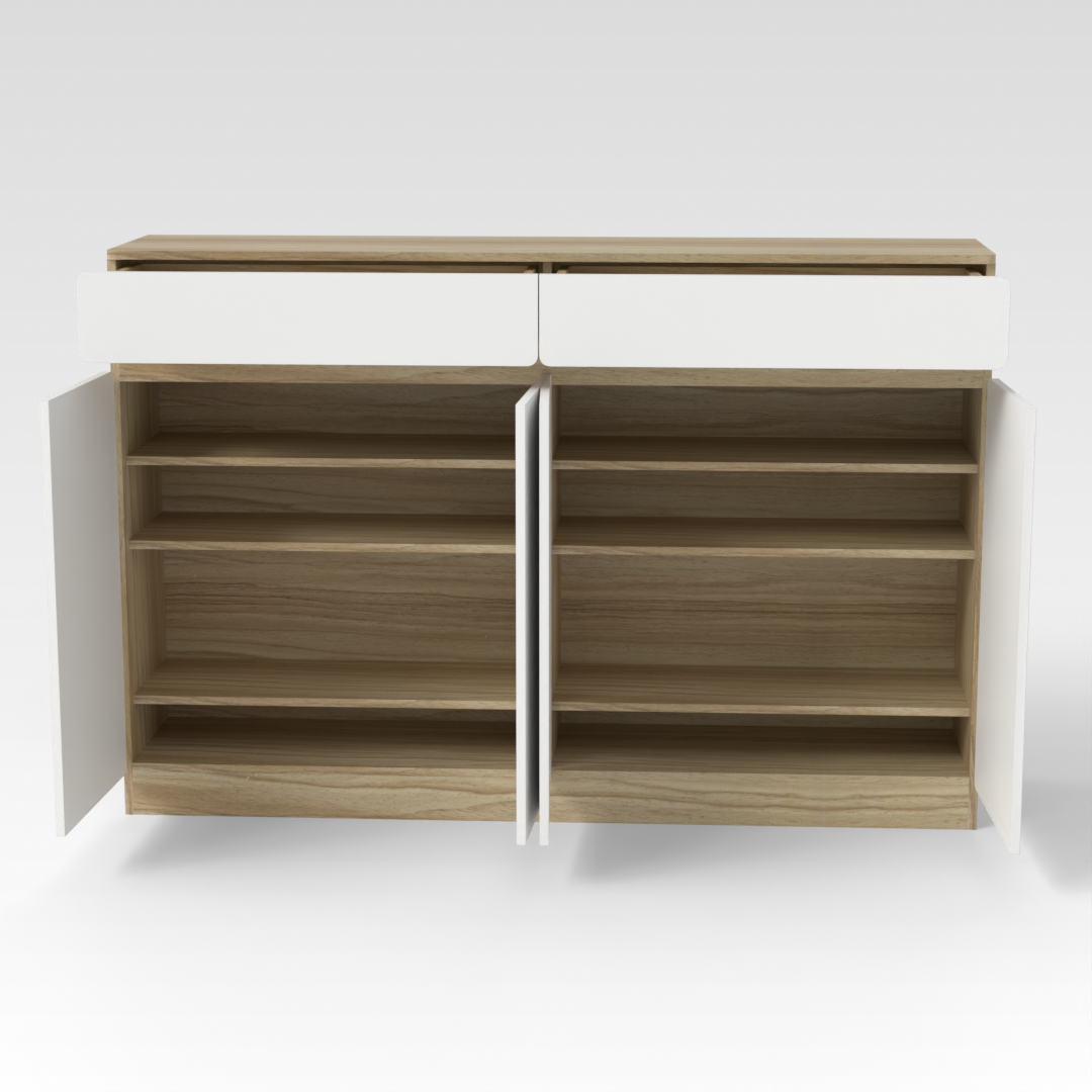 Country Oak & Warm White Shoe Cabinet