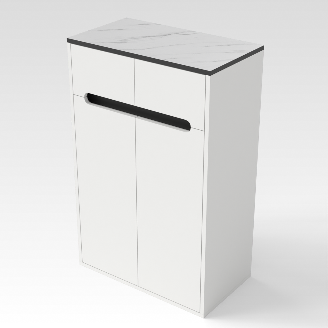 Warm White & Marble Shoe Cabinet