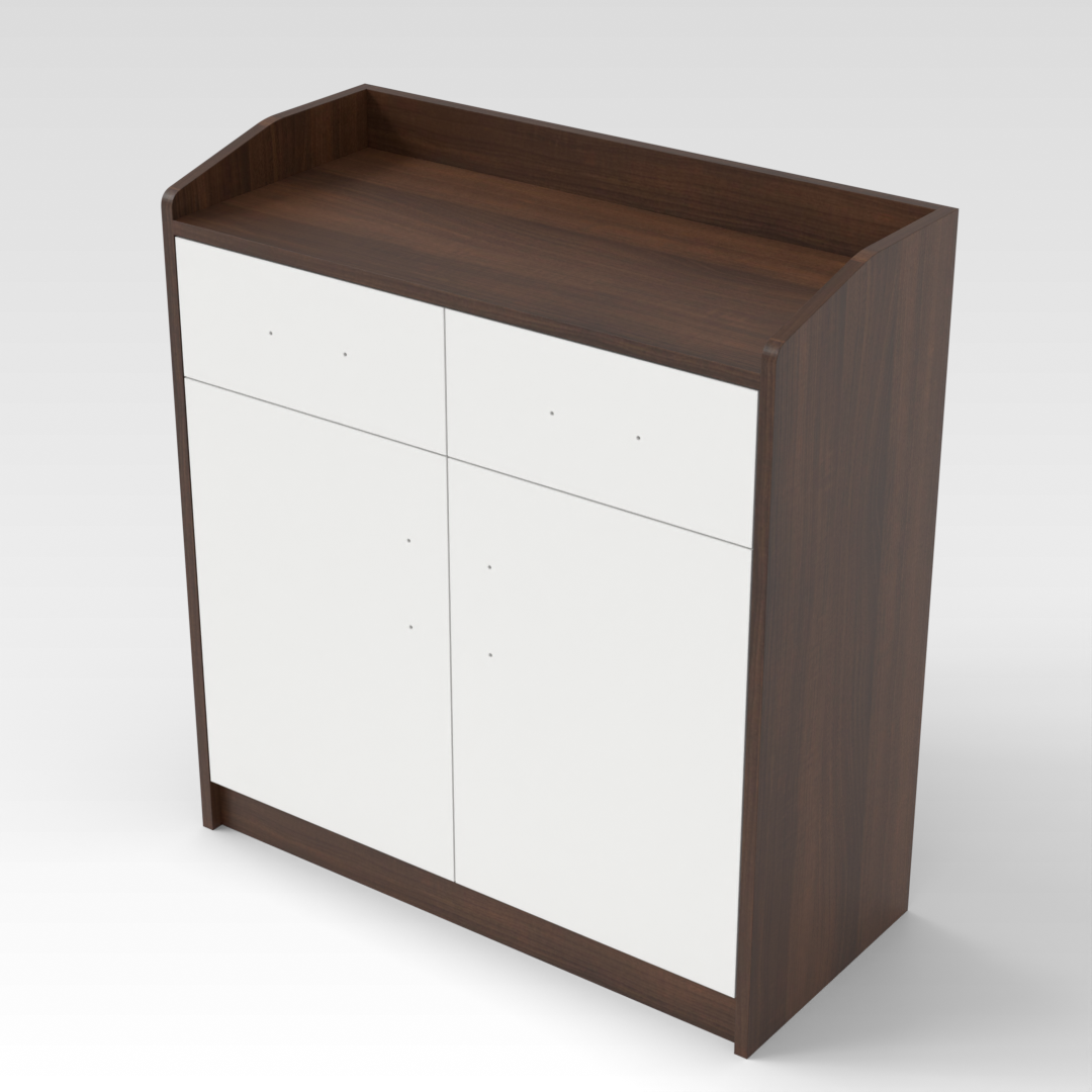 Prairie Oak & Warm White Shoe Cabinet