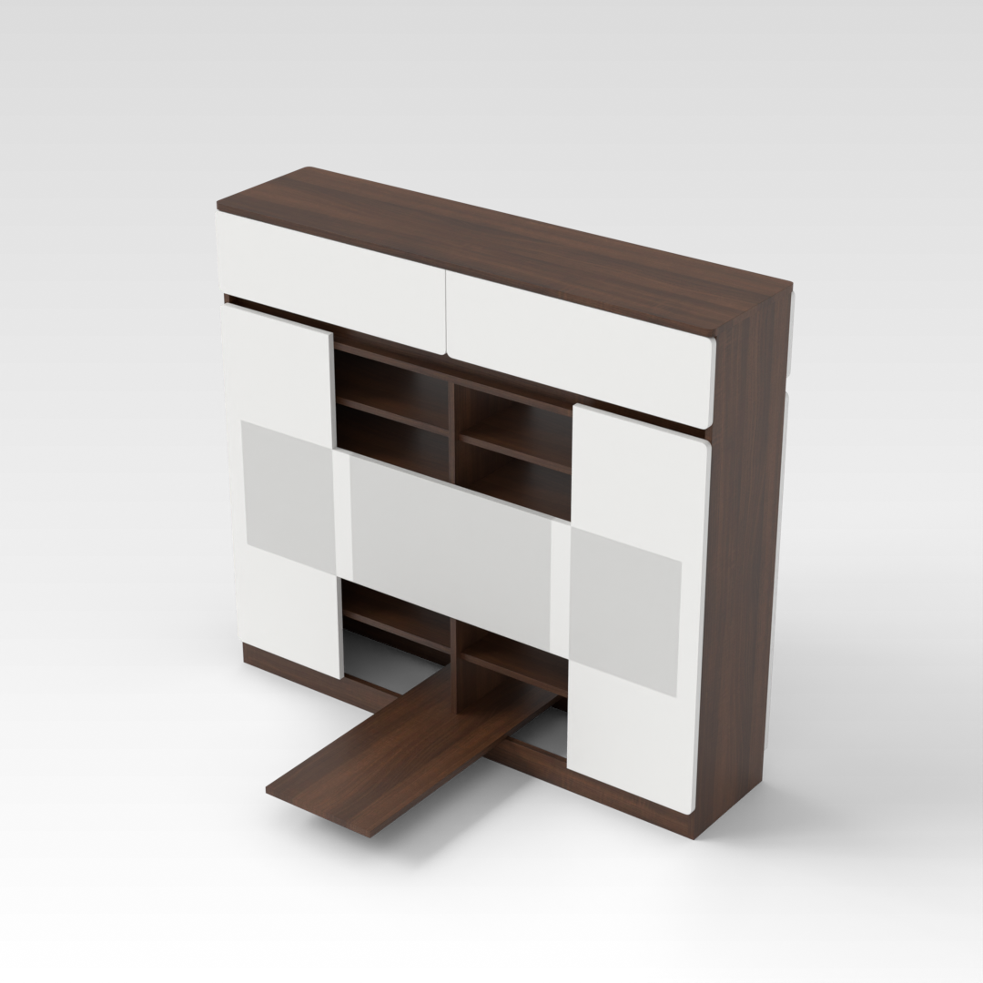 Prairie Oak & Warm White Shoe Cabinet