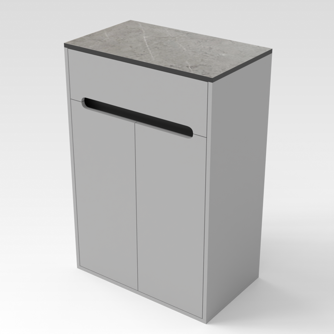 Light Gray & Brown Stone-Grain Top Shoe Cabinet