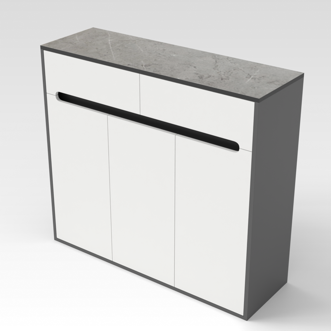 Sky Gray & Black Shoe Cabinet