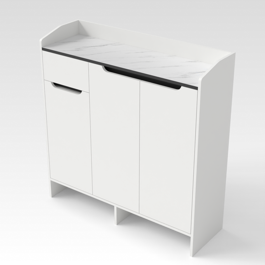Warm White & Black Shoe Cabinet