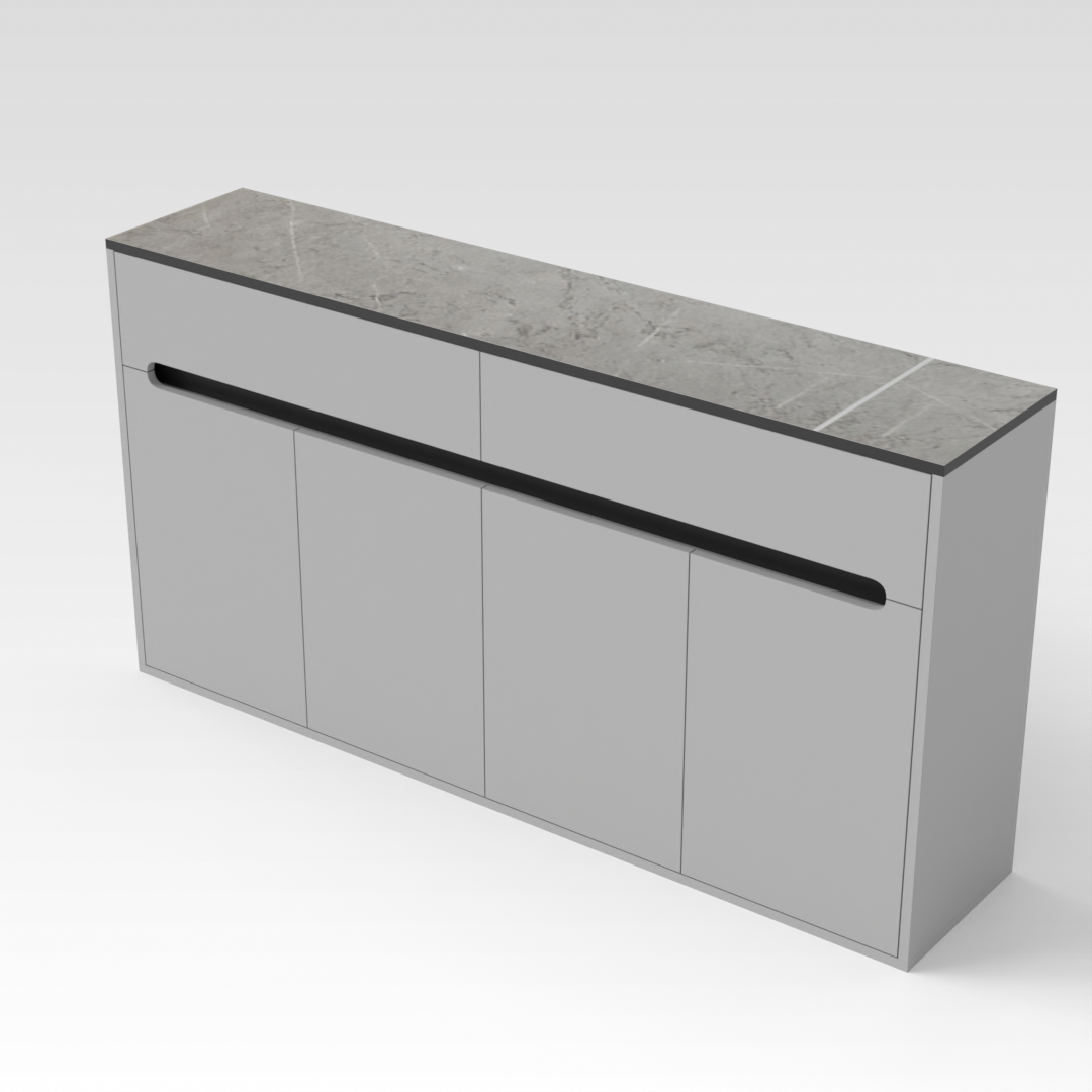 Light Gray & Brown Stone-Grain Top Shoe Cabinet