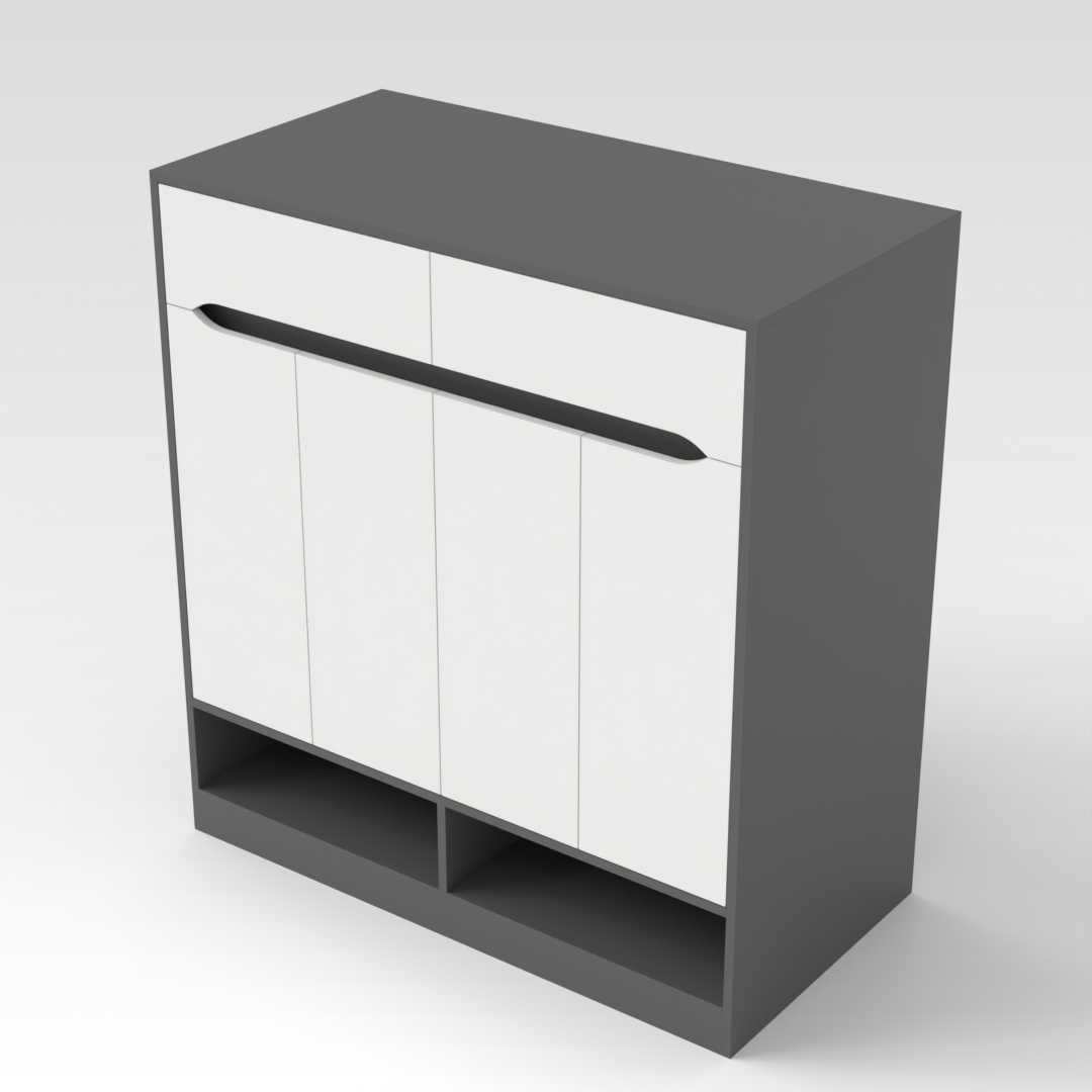 Sky Gray & Warm White Shoe Cabinet