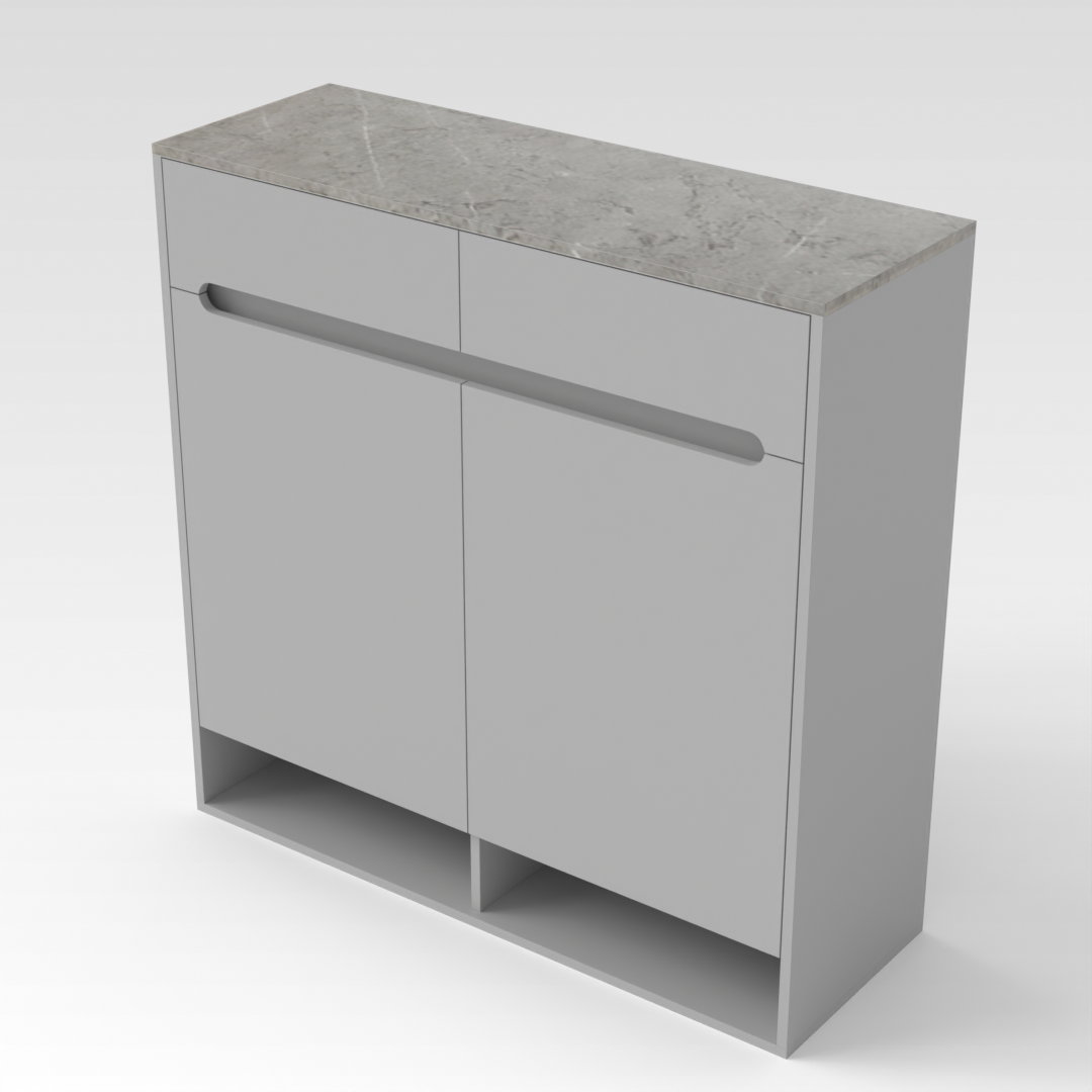 Light Gray & Brown Stone Shoe Cabinet