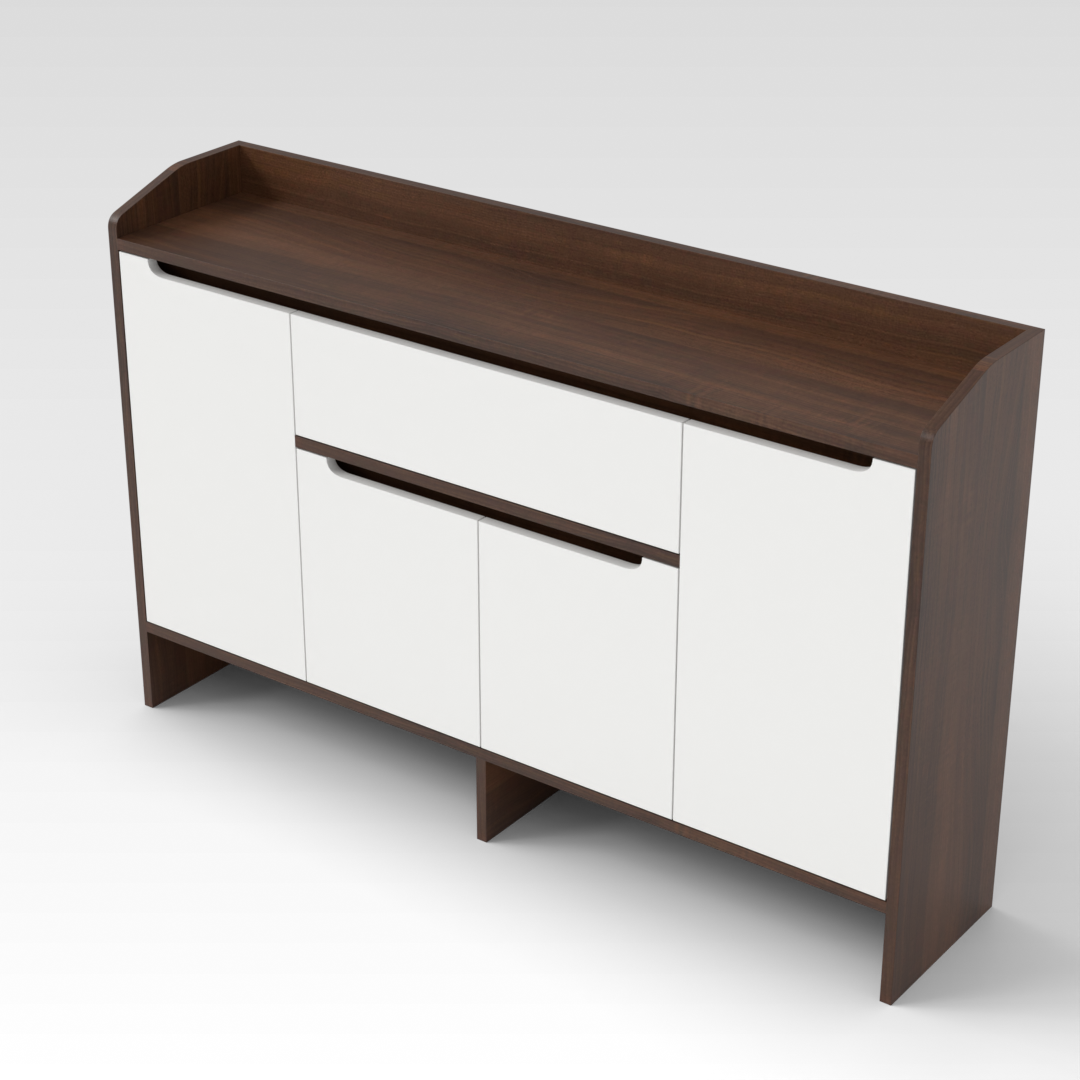 Prairie Oak & Warm White Shoe Cabinet