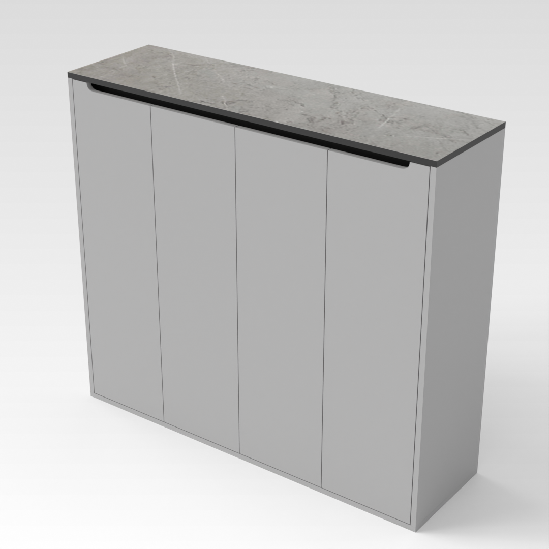 Light Gray & Brown Stone Shoe Cabinet
