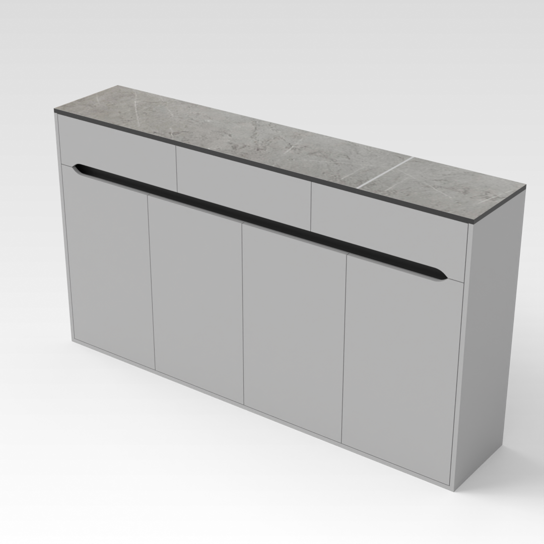 Light Gray & Brown Stone-Grain Top Shoe Cabinet