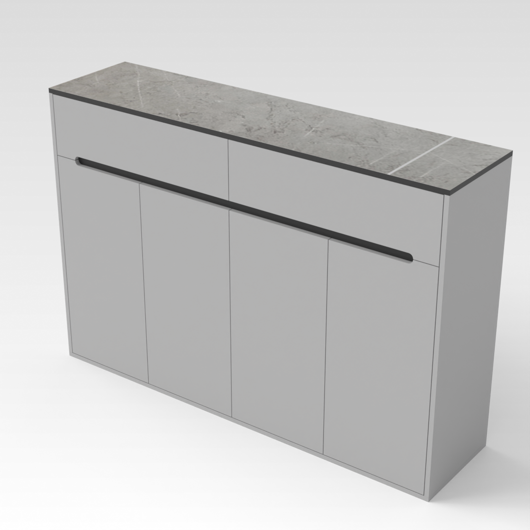 Light Gray & Brown Stone Grain Shoe Cabinet