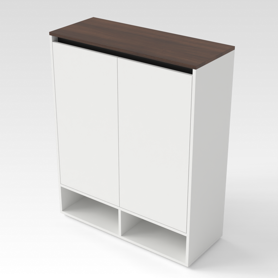 Warm White & Black Shoe Cabinet