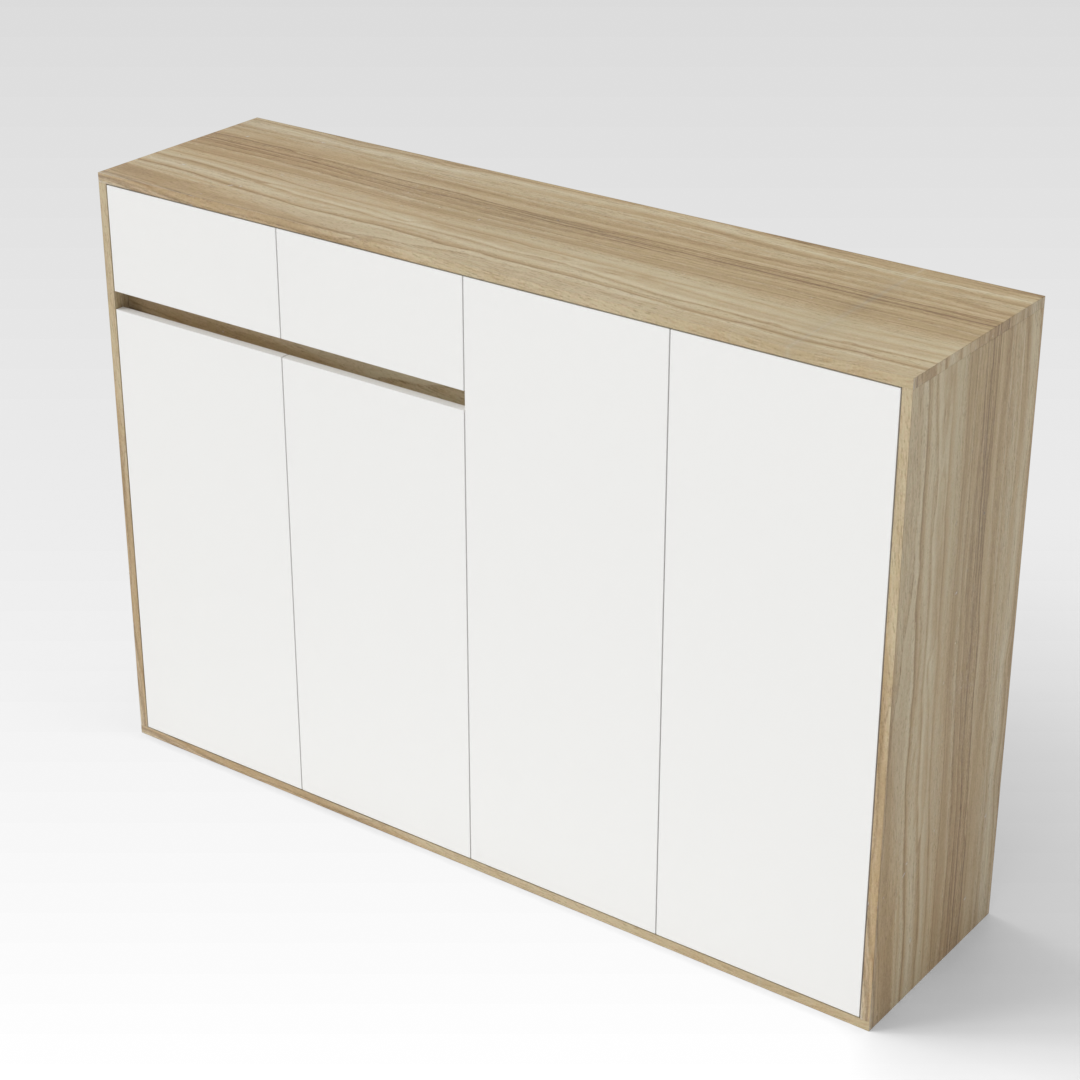 Country Oak & Warm White Shoe Cabinet