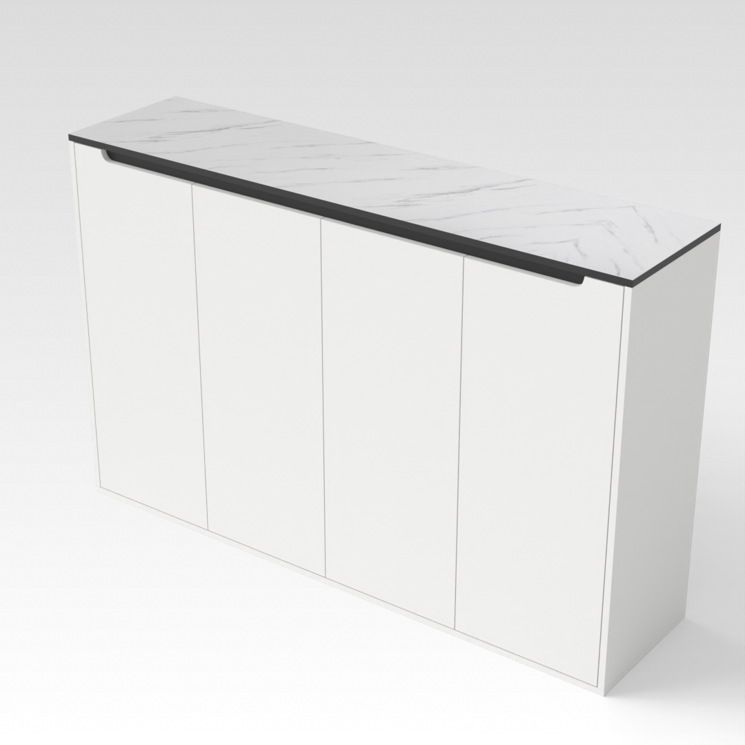 Warm White & White Marble Shoe Cabinet