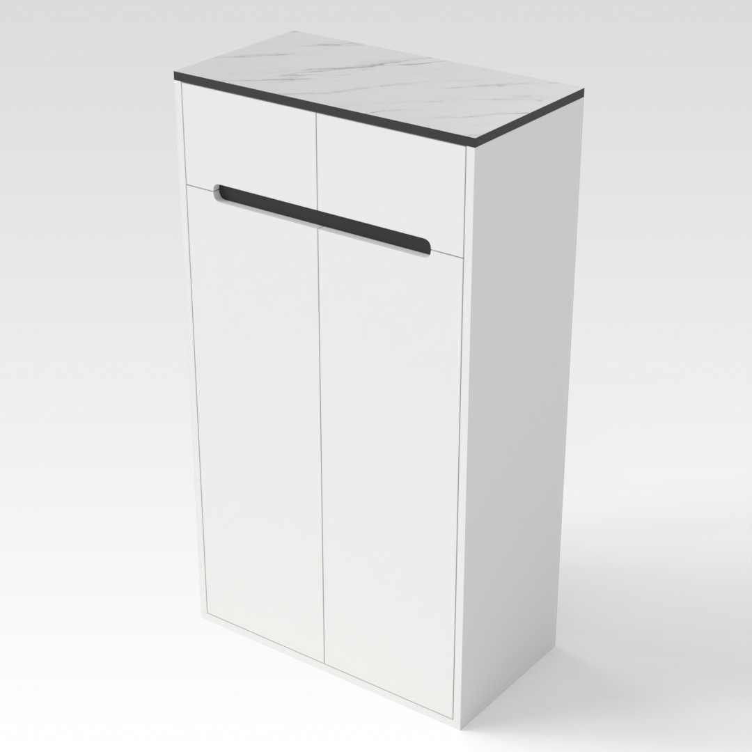 Warm White & White Marble Shoe Cabinet