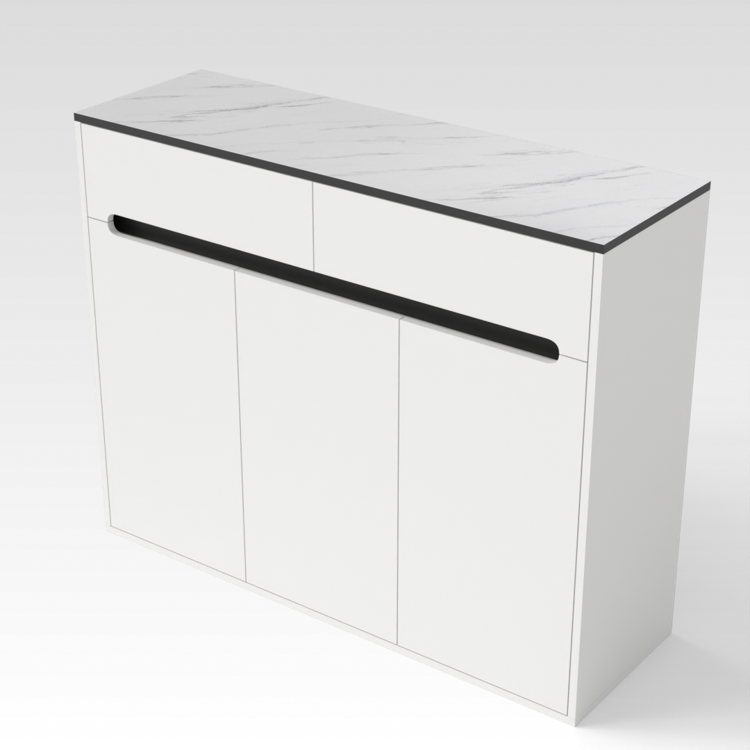 Warm White & Black Shoe Cabinet