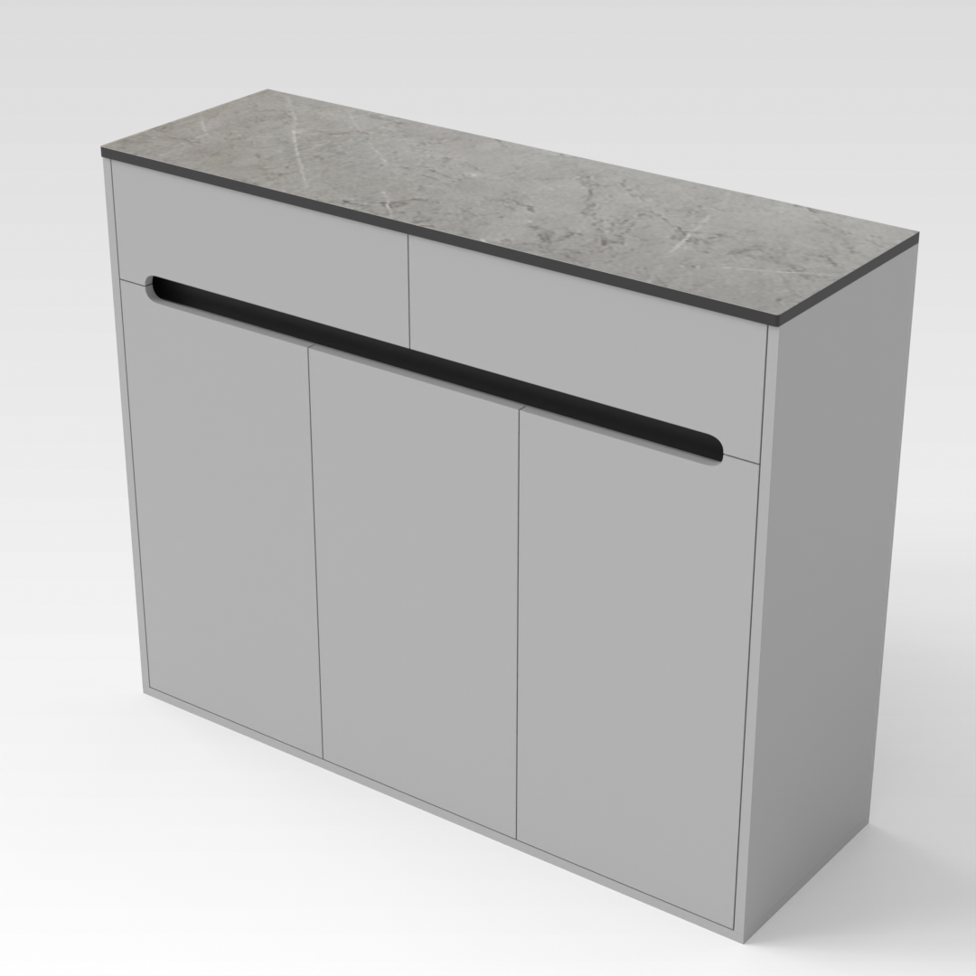 Light Gray & Brown Stone-Grain Top Shoe Cabinet
