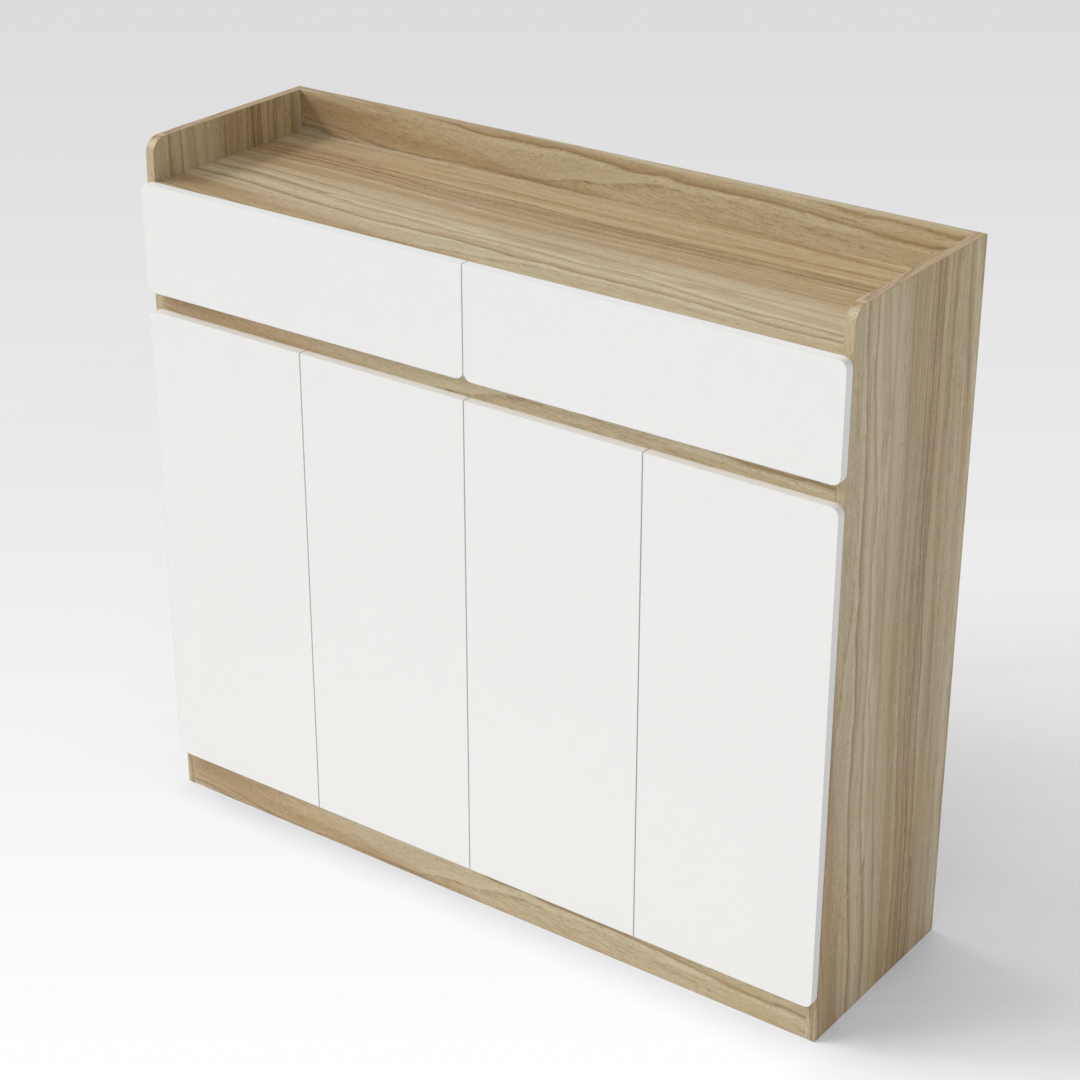 Country Oak & Warm White Shoe Cabinet